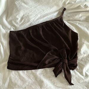 Chic Brown One-Shoulder Top Banana Republic S